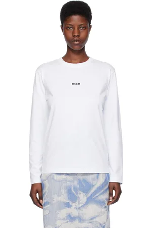 Msgm White Micro Long Sleeve T-Shirt