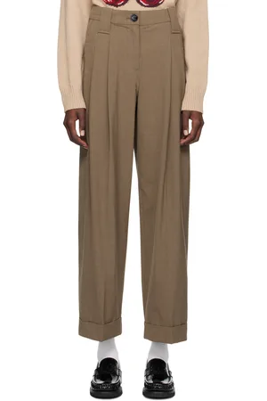 Ganni Beige Drapey Pleated Trousers