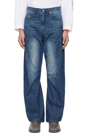 lesugiatelier Blue Curved Silhouette Jeans