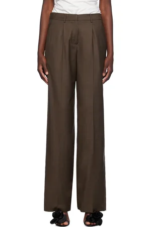 MAGDA BUTRYM Brown Wide Leg Tailored Wool Trousers