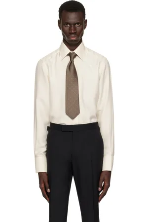 Tom Ford Off-White Silk Twill Slim Fit Shirt