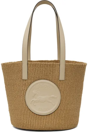 Chloé Beige & Off-White Large Horse Medal Basket Tote