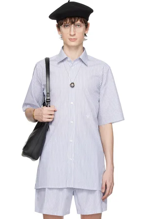 Maison Margiela Blue & White Raw Edge Shirt