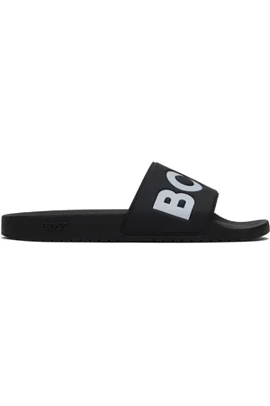 HUGO BOSS Black & White Large Logo Detail Pool Slides