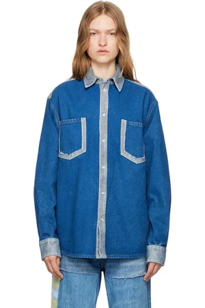 Marni Blue Two-Tone Denim Shirt
