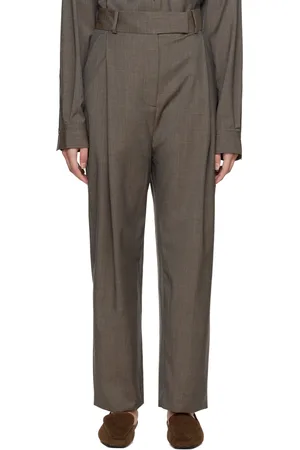 Totême Brown Deep Pleat Trousers