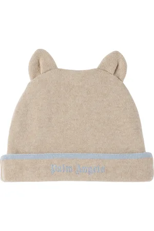 Palm Angels Baby Beige Embroidered Knit Beanie