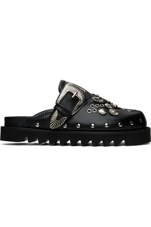 TOGA PULLA SSENSE Exclusive Black Eyelet Metal Sabot Loafers