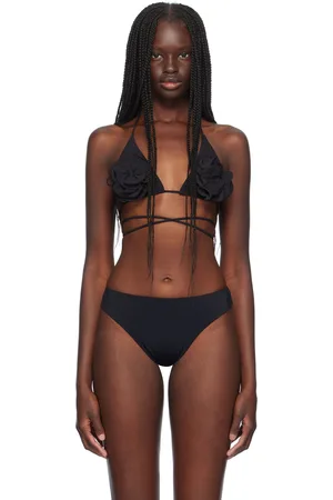MAGDA BUTRYM Black Floral Bikini Top