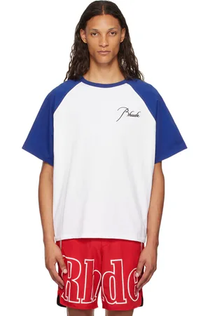 Rhude Blue & White Raglan Logo T-Shirt