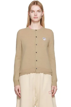 Comme des Garçons Beige Heart Patch Cardigan
