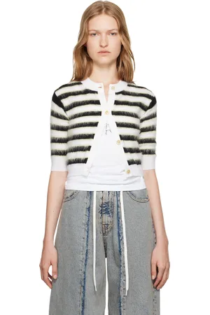 Marni Black & White Striped Cardigan