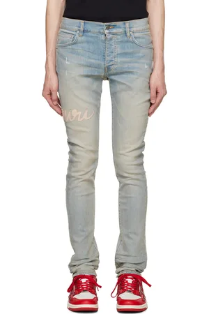 AMIRI Blue Script Logo Skinny Jeans