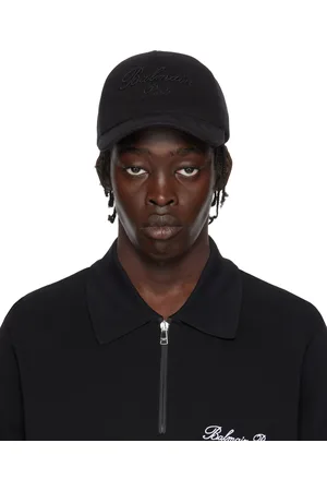 Balmain Black Cotton Baseball Cap