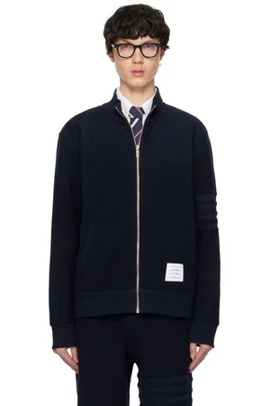 Thom Browne Navy Zip Up Funnel Neck Jacket