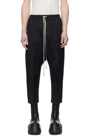 Rick Owens Black Hollywood Heavy Drawstring Cropped Trousers