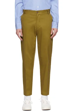 Maison Kitsuné Khaki Embroidered Trousers