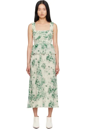 Ganni Green Pleated Midi Dress