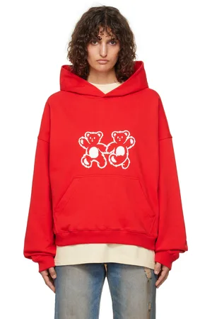 We11 Done Red Teddy Twins Hoodie