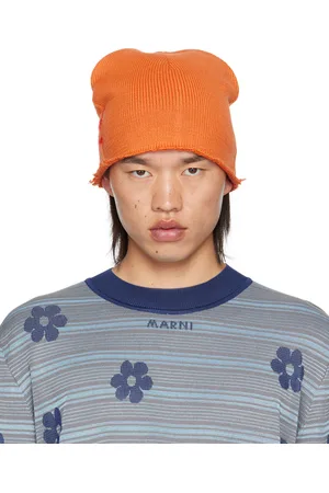 Marni Orange Mohair Logo Beanie