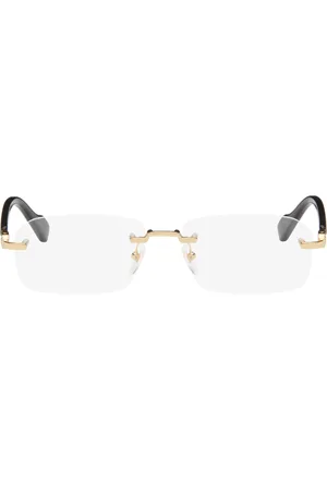 Gucci Gold & Black Rimless Rectangle Metal Glasses