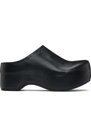 Marni Black Leather Chunky Sabot Clogs
