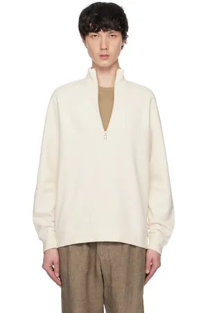 Sunspel Beige Half-Zip Loopback Sweatshirt