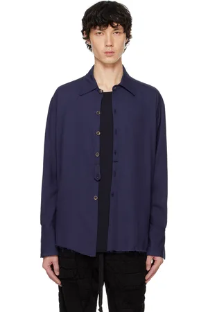 GREG LAUREN Navy Collared Studio Shirt