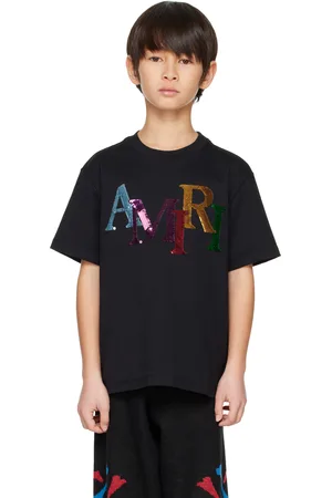 AMIRI Kids Black Staggered Sequin T-shirt