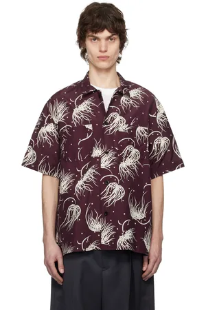SACAI Burgundy Dot Flower Print Shirt