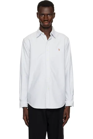 Ralph Lauren White & Blue Classic Fit Striped Oxford Shirt