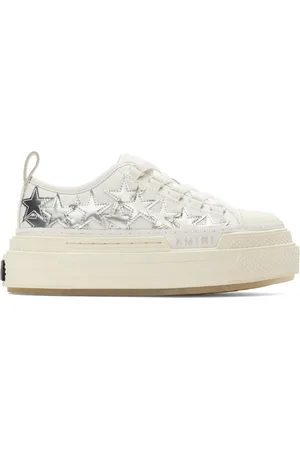 AMIRI White & Silver Metallic Platform Stars Court Sneakers