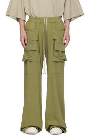Rick Owens Khaki Porterville Creatch Wide Drawstring Cargo Pants