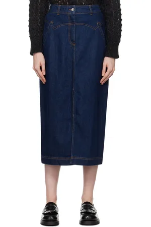 YMC Navy Dolly Denim Midi Skirt