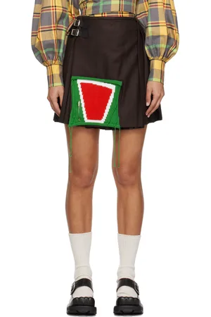 Charles Jeffrey Loverboy Brown Kilt Miniskirt