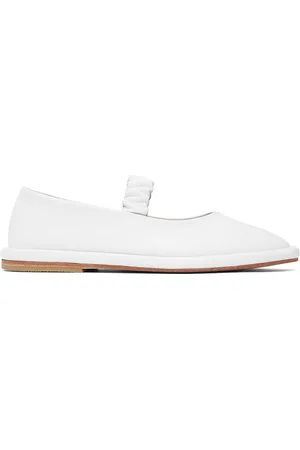 Lauren Manoogian White Ruche Ballerina Flats