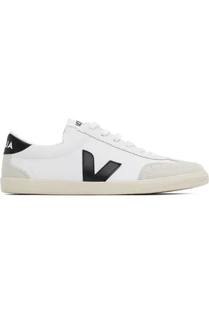 Veja White & Black Volley Canvas Sneakers