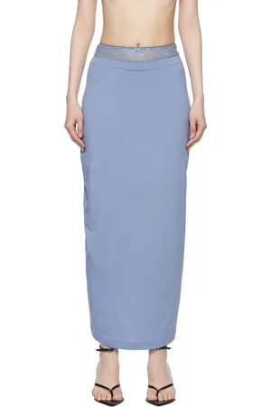 pushBUTTON Blue Lace Layered Maxi Skirt