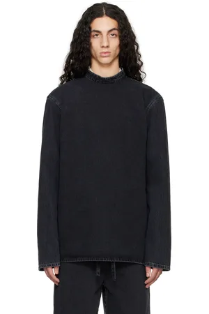 RIER Black Band Collar Denim Top