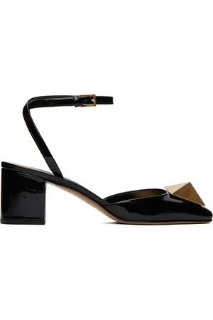 VALENTINO GARAVANI Black One Stud Patent Leather Heels