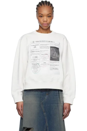 Maison Margiela White Newspaper Print Jersey Sweatshirt