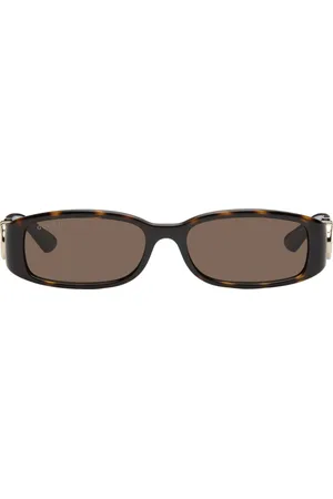 Gucci Brown Rectangular Frame Sunglasses