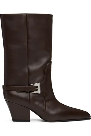 PARIS TEXAS Brown Jane Buckle Midcalf 60 Boots
