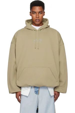 Vetements Taupe Oval Logo Cropped Boxy Hoodie