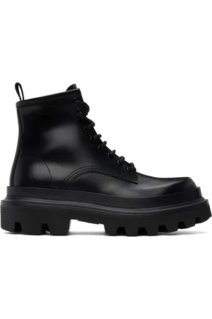 Dolce & Gabbana Black Calfskin Hi-Trekking Ankle Boots