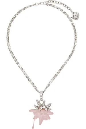 OTTOLINGER Silver & Pink Dipped Edelweiss Necklace