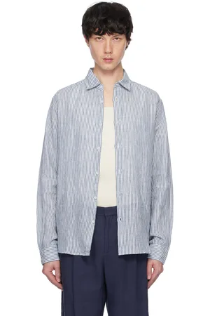 Sunspel White & Navy Linen Shirt