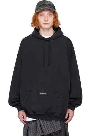 Vetements Black Woven Label Hoodie