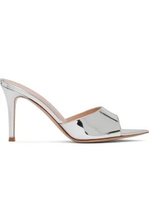Gianvito Rossi Silver Elle 85 Mules
