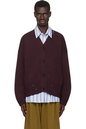 Marni Burgundy Dishevelled Cardigan